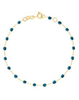 18K Gold and "Jungle" Teal Resin Beaded "Classic" Bracelet - Peridot Fine Jewelry - Gigi Clozeau