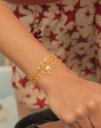 18K Gold and "Mandarine" Orange Resin Beaded "Classic" Bracelet - Peridot Fine Jewelry - Gigi Clozeau
