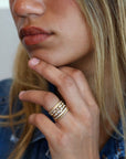 18K Gold and Mixed - Cut Diamond "Festival" Cascade Band - Peridot Fine Jewelry - Anne Sportun