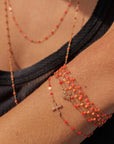 18K Gold and Neon Orange Resin Beaded "Classic" Bracelet - Peridot Fine Jewelry - Gigi Clozeau