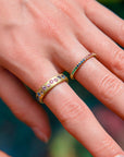 18K Gold Band with Rainbow Sapphire and Emeralds - Peridot Fine Jewelry - Annie Fensterstock