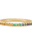 18K Gold Band with Rainbow Sapphire and Emeralds - Peridot Fine Jewelry - Annie Fensterstock
