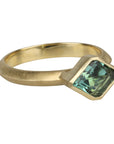 18K Gold Bezel - Set Marquise Blue - Green Tourmaline "Rock" Ring on Knife Edge Band - Peridot Fine Jewelry - Ali Dumont
