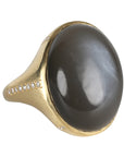 18K Gold Black Moonstone Ring with Pave Diamonds - Peridot Fine Jewelry - Kothari
