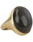 18K Gold Black Moonstone Ring with Pave Diamonds - Peridot Fine Jewelry - Kothari