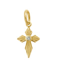18K Gold "Croix Lumière" Pendant with Bezel - Set Diamond - Peridot Fine Jewelry - Gigi Clozeau