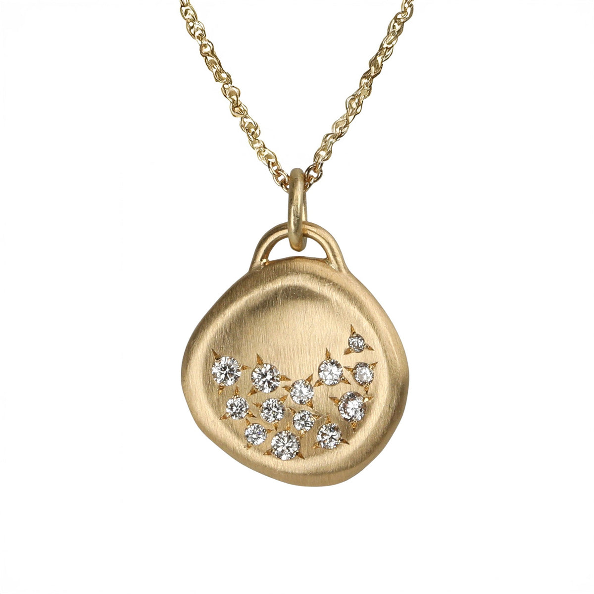 Ali Dumont 18K Gold & Diamond Medium Organic Convex Medallion 
