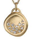 18K Gold & Diamond Medium Organic Convex Medallion Pendant - Peridot Fine Jewelry - Ali Dumont