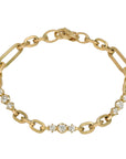 18K Gold & Diamond "Paige" Flattened Oval Link Chain Bracelet - Peridot Fine Jewelry - Jade Trau