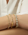 18K Gold & Diamond "Paige" Flattened Oval Link Chain Bracelet - Peridot Fine Jewelry - Jade Trau