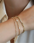 18K Gold & Diamond "Paige" Flattened Oval Link Chain Bracelet - Peridot Fine Jewelry - Jade Trau