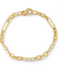 18K Gold & Diamond "Paige" Flattened Oval Link Chain Bracelet - Peridot Fine Jewelry - Jade Trau