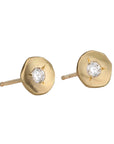 18K Gold & Diamond Tiny Disk Stud Earrings - Peridot Fine Jewelry - Ali Dumont