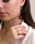 18K Gold Double Drop Earrings with Rosecut Champagne Diamonds - Peridot Fine Jewelry - Annie Fensterstock
