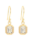 18K Gold Emerald Cut White Topaz "Boulder" Earrings - Peridot Fine Jewelry - Anne Sportun