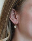 18K Gold Emerald Cut White Topaz "Boulder" Earrings - Peridot Fine Jewelry - Anne Sportun