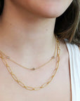 18K Gold & Faceted Cognac Diamond Bead Station Necklace - Peridot Fine Jewelry - Caroline Ellen