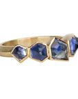18K Gold Five Bezel - Set Geometric Blue Sapphire Ring - Peridot Fine Jewelry - Ali Dumont