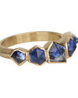 18K Gold Five Bezel - Set Geometric Blue Sapphire Ring - Peridot Fine Jewelry - Ali Dumont