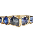 18K Gold Five Bezel - Set Geometric Blue Sapphire Ring - Peridot Fine Jewelry - Ali Dumont