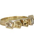 18K Gold Five Bezel - Set Geometric Yellow Sapphire Ring - Peridot Fine Jewelry - Ali Dumont