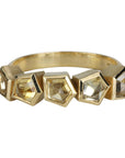 18K Gold Five Bezel - Set Geometric Yellow Sapphire Ring - Peridot Fine Jewelry - Ali Dumont