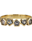 18K Gold Five Pentagonal Bezel - Set Blue Spinel Ring on Knife Edge Band - Peridot Fine Jewelry - Ali Dumont