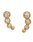 18K Gold "Four Bubble" Graduated Diamond Post Earrings - Peridot Fine Jewelry - Petra Class