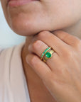 18K Gold Graduated Emerald Tapered Band - Peridot Fine Jewelry - Annie Fensterstock
