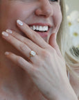 18K Gold "Haley" Ring with Elongated Cushion - Cut Lab Grown Diamond - Peridot Fine Jewelry - Anne Sportun