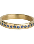 18K Gold Hammered Band with Twelve Blue Sapphires - Peridot Fine Jewelry - Yasuko Azuma