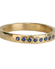 18K Gold Hammered Band with Twelve Blue Sapphires - Peridot Fine Jewelry - Yasuko Azuma