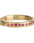 18K Gold Hammered Band With Twelve Rubies - Peridot Fine Jewelry - Yasuko Azuma