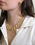18K Gold Hand - Fabricated Graduated "Mobius" Link Necklace - Peridot Fine Jewelry - Petra Class