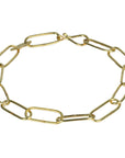 18K Gold Handmade Rectangular Link Bracelet with Disk Detail - Peridot Fine Jewelry - Petra Class