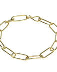 18K Gold Handmade Rectangular Link Bracelet with Disk Detail - Peridot Fine Jewelry - Petra Class