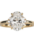 18K Gold "Kathleen" Bridal Mount with Center Prong - Set Oval Lab - Grown Diamond - Peridot Fine Jewelry - Anne Sportun