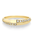 18K Gold Knife Edge Crescent Ring with Switch Pave Diamonds - Peridot Fine Jewelry - Lizzie Mandler