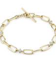 18K Gold Knife Edge Link & Diamond Station Bracelet - Peridot Fine Jewelry - Lizzie Mandler