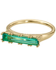 18K Gold Lab Grown Emerald Long Baguette Statement Ring - Peridot Fine Jewelry - Artemer