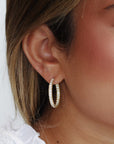18K Gold Large Pave Diamond Hoop Earrings - Peridot Fine Jewelry - Caroline Ellen