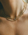 18K Gold Micro Chain Necklace with Fancy Diamond - Peridot Fine Jewelry - Lizzie Mandler