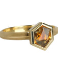 18K Gold & Orange Sapphire "Rock Ring" on Knife Edge Band - Peridot Fine Jewelry - Ali Dumont