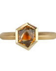 18K Gold & Orange Sapphire "Rock Ring" on Knife Edge Band - Peridot Fine Jewelry - Ali Dumont