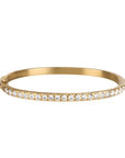 18K Gold Oval Hinged Bangle Bracelet with Single Row of Pave Diamonds - size MEDIUM - Peridot Fine Jewelry - Caroline Ellen