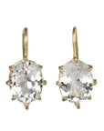 18K Gold Oval Prong-Set Fixed White Topaz Earrings - Peridot Fine Jewelry - Rosanne Pugliese
