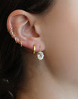 18K Gold Oval Prong-Set Fixed White Topaz Earrings - Peridot Fine Jewelry - Rosanne Pugliese