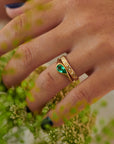 18K Gold Pear Shaped Emerald Solitaire Ring - Peridot Fine Jewelry - Artemer