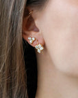 18K Gold "Poppy" Four Diamond Cluster Hook Earrings - Peridot Fine Jewelry - Jade Trau