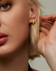 18k Gold "Posey" Diamond Huggie Hoop Earrings - Peridot Fine Jewelry - Jade Trau